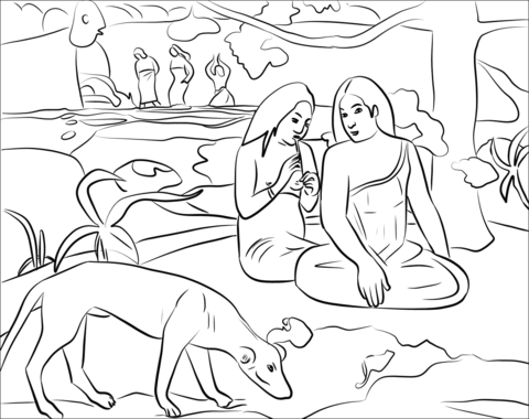 Arearea By Paul Gauguin Coloring Page